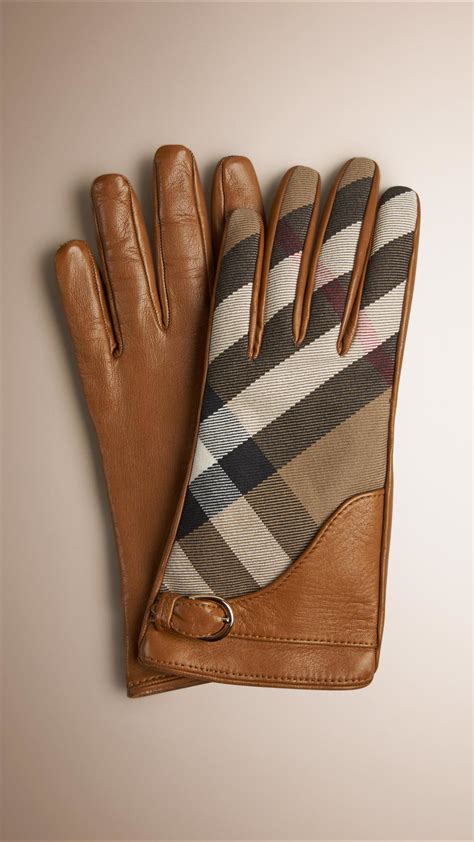 Burberry: Brown Leather Gloves 